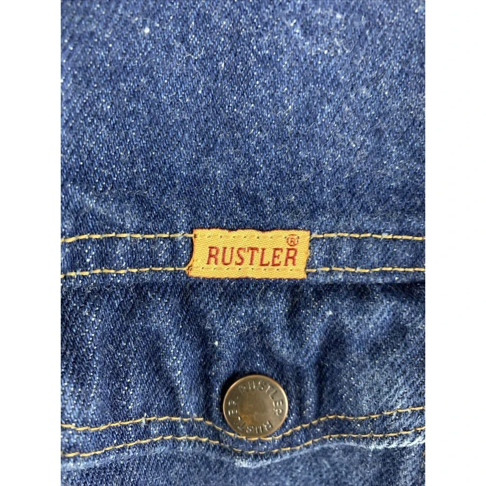 VTG Rustler Denim Jean Jacket Size Youth Kid’s Medium Button Down Made in USA